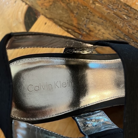 CALVIN Klein Black YIRI Wedge Cutout Platform Sandals Ankle Strap 10 M - Picture 7 of 13